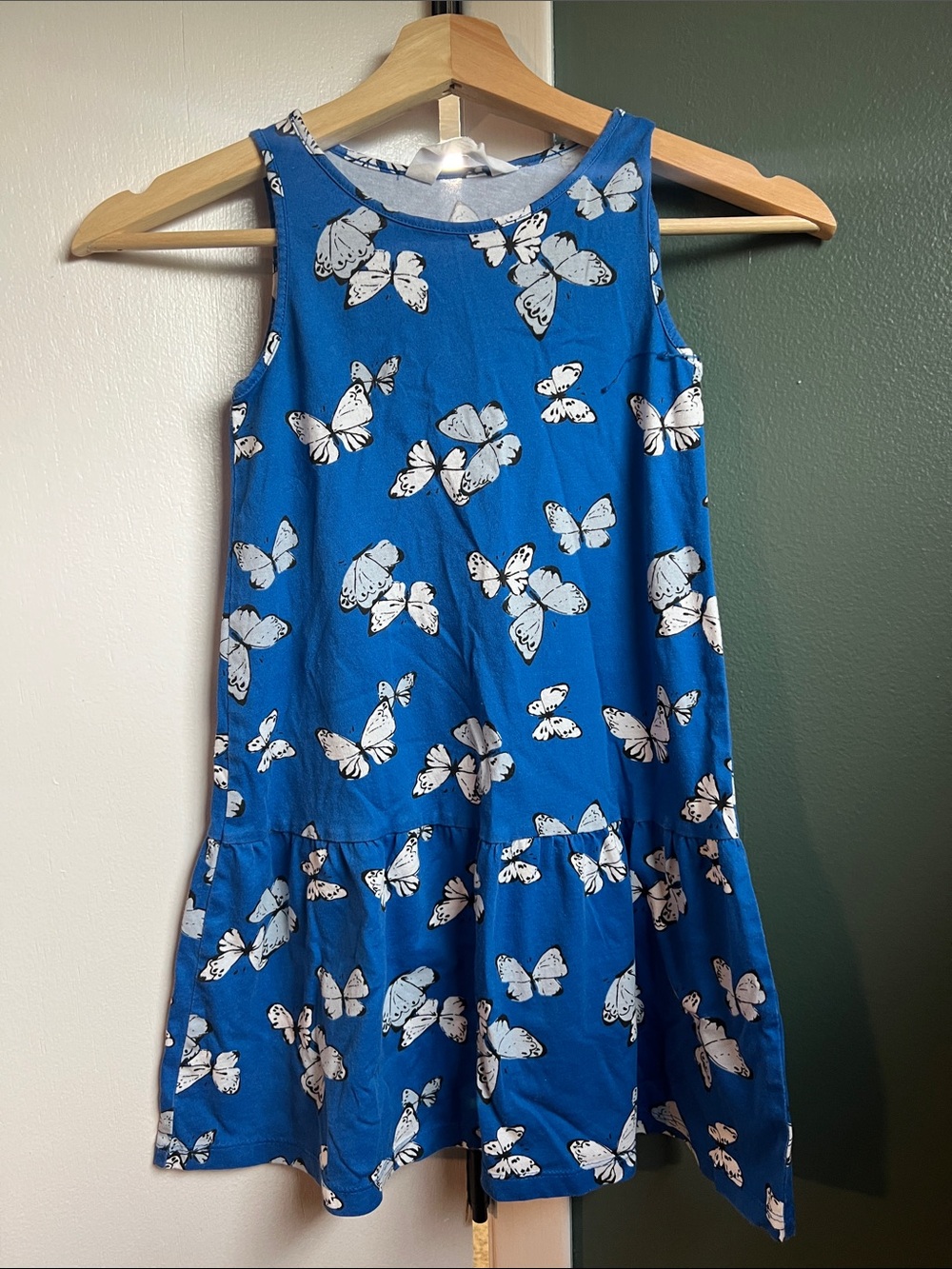 H&M Blue Sleeveless Butterfly Print Dress